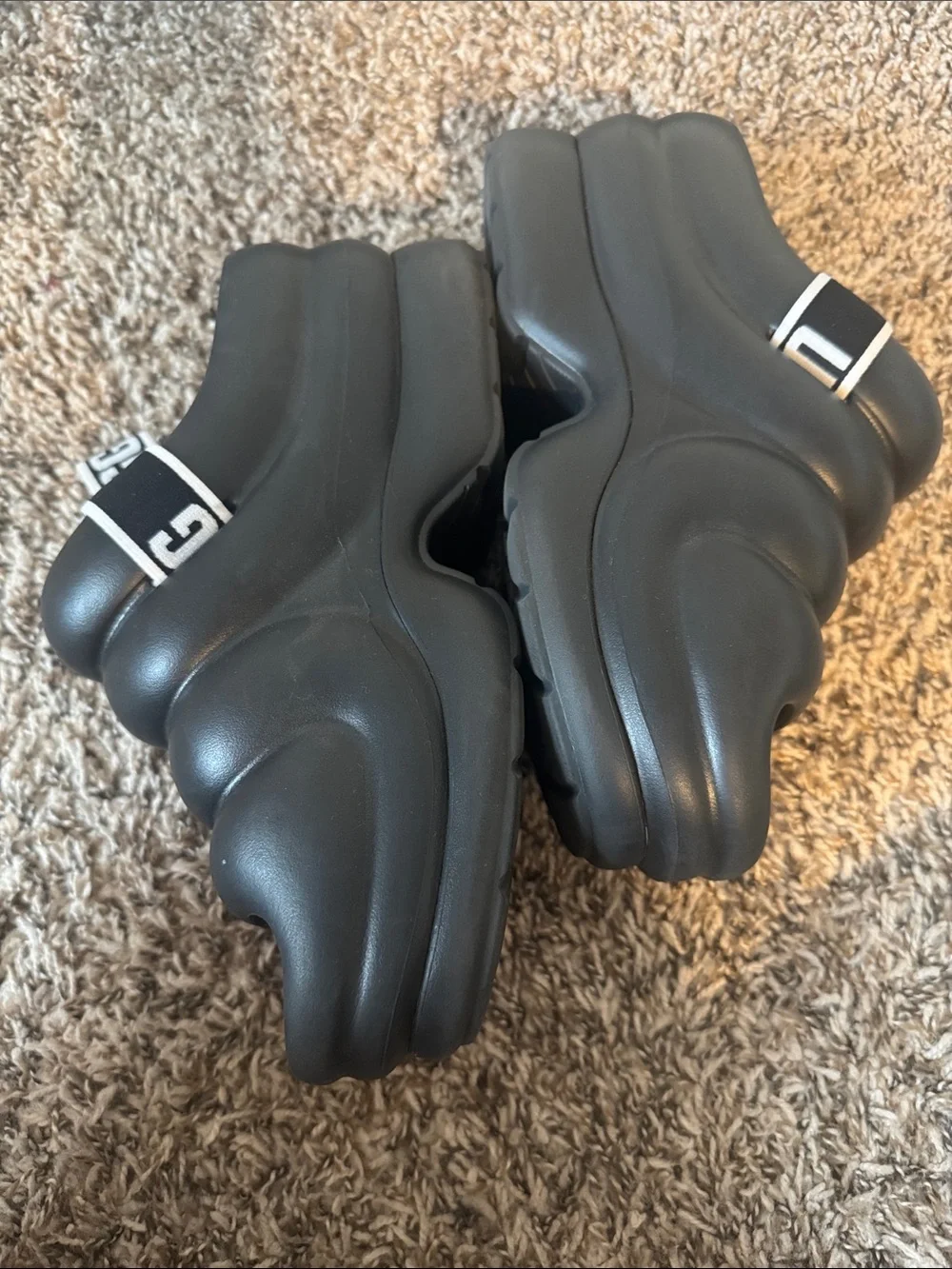 UGG Aww Yea Black Platform Slide Sandals with Logo Backstrap